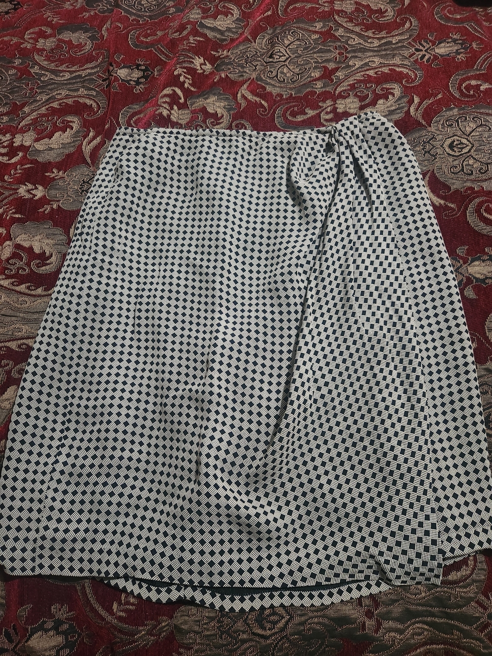 Vintage Emanuel Ungaro Classic Black & White Geometric Wrap Skirt - Women